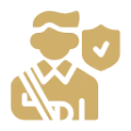 Gold security figure on black background